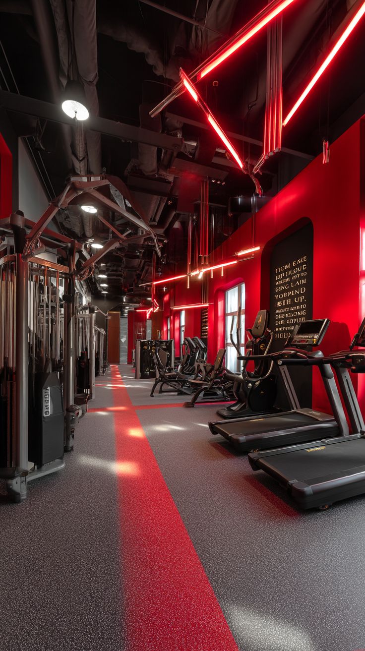 Aries Powerhouse_ Bold Red & Black Gym Room